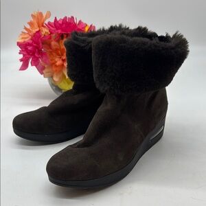 DKNY Espresso Fur-Trimmed Winter Boots Size 7.5 BAB8426E
